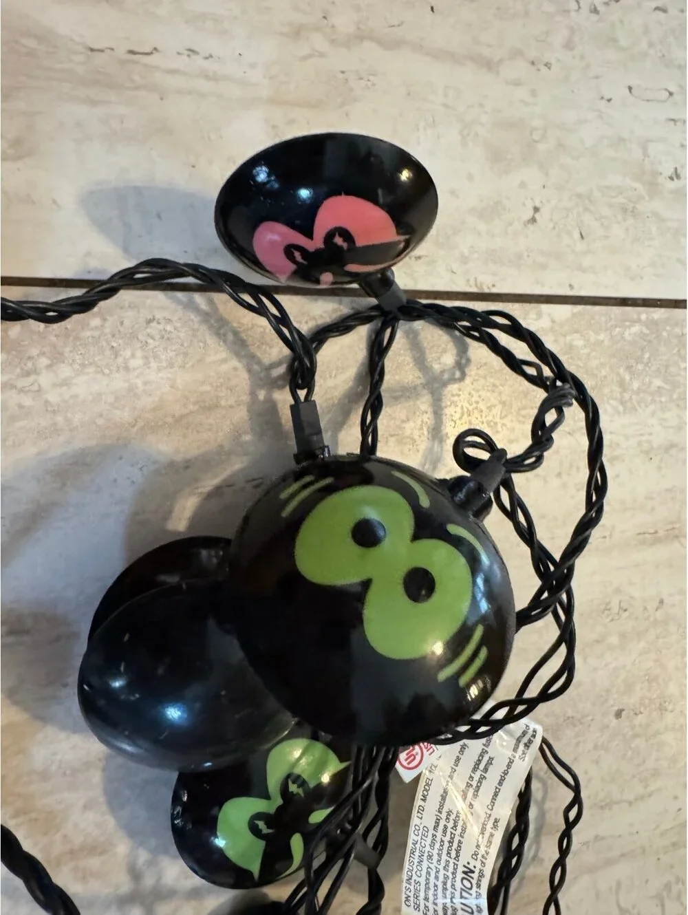 Vintage Eerie Eyes Blow Mold Hard Plastic String Of 10 Lights Spooky Halloween